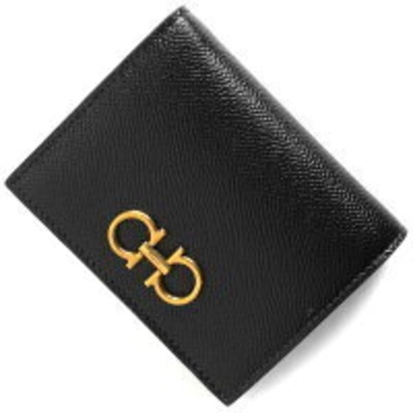 Salvatore Ferragamo Handbags - Salvatore Ferragamo Double Gancini Bifold Wallet Black NERO